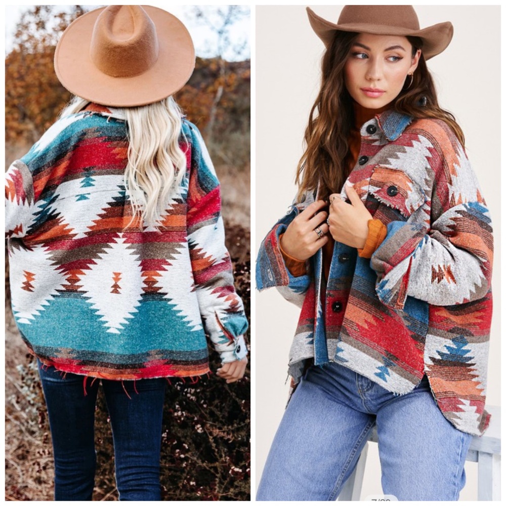 Last S then sold out! 5 Star Rated New Boho Aztec Southwest High Low Jacket - Picture 2 of 11